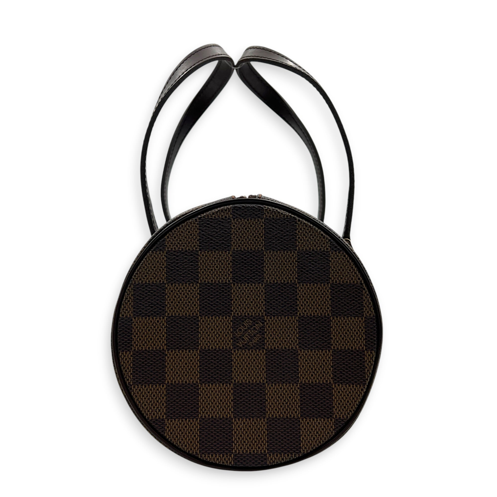 Papillon Top Handle Bag Brown in Coated Canvas, Gold hardware