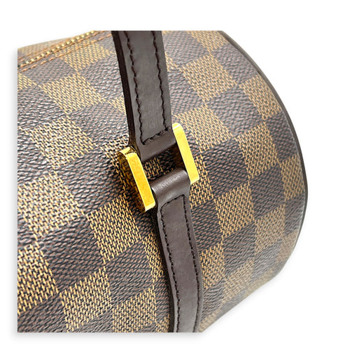 Papillon Top Handle Bag Brown in Coated Canvas, Gold hardware