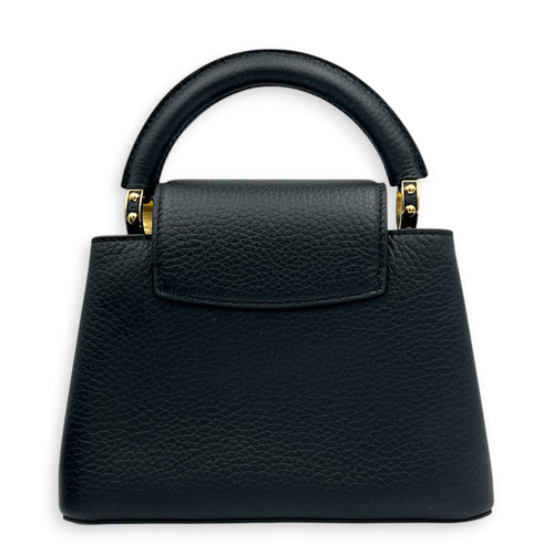 Capucines Top Handle Bag Mini Black in Taurillon Leather