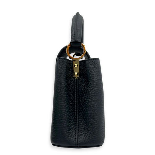 Capucines Top Handle Bag Mini Black in Taurillon Leather