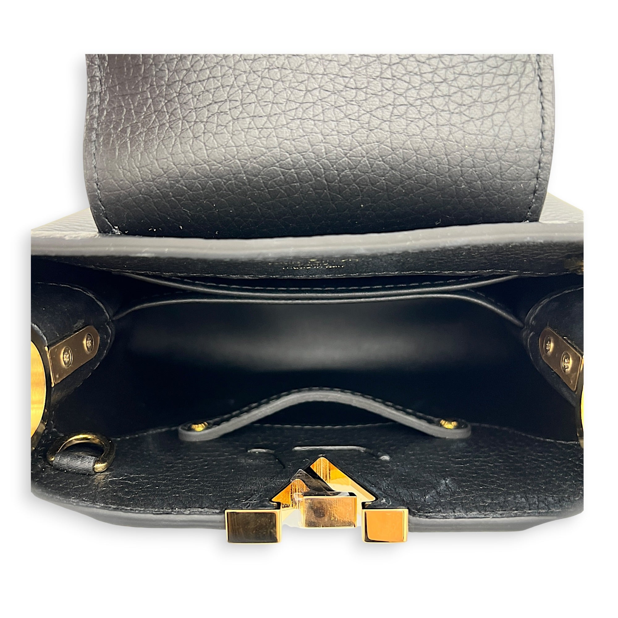 Capucines Top Handle Bag Mini Black in Taurillon Leather