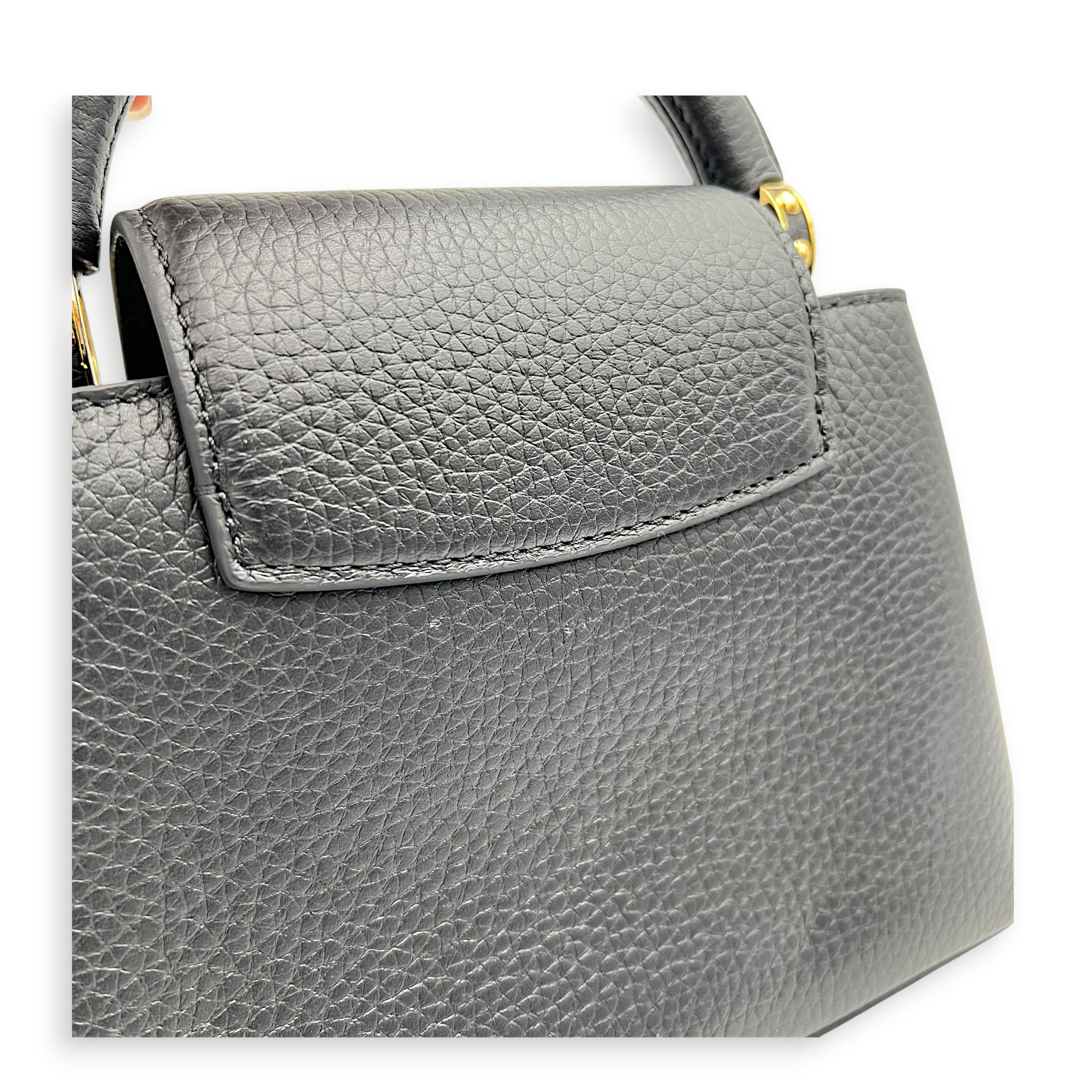 Capucines Top Handle Bag Mini Black in Taurillon Leather