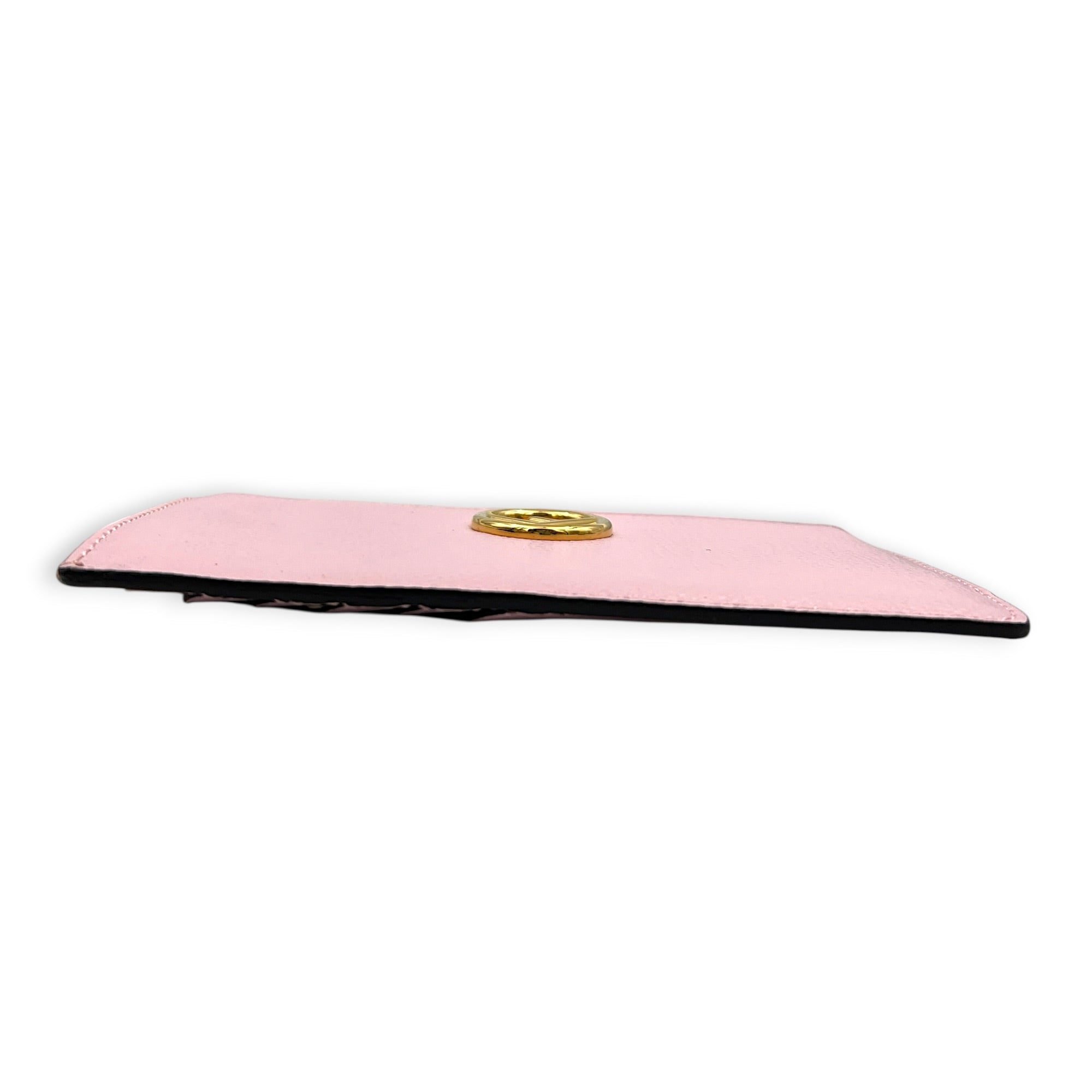 FF Card Holder Pink in Calfskin, Gold hardware