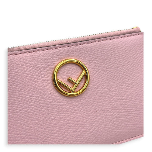 FF Card Holder Pink in Calfskin, Gold hardware