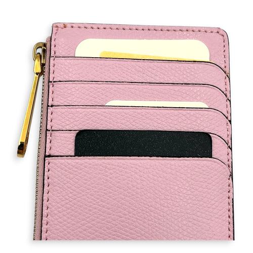 FF Card Holder Pink in Calfskin, Gold hardware