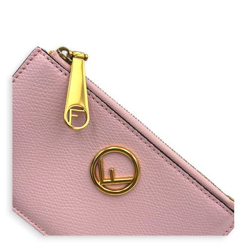 FF Card Holder Pink in Calfskin, Gold hardware