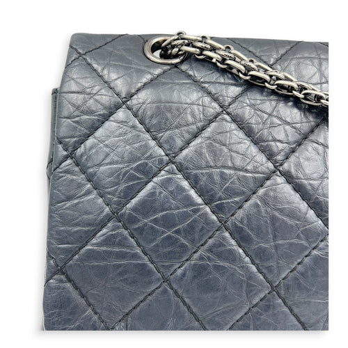 2.55 Shoulder Bag Grey in Distressed Leather, Ruthenium hardware