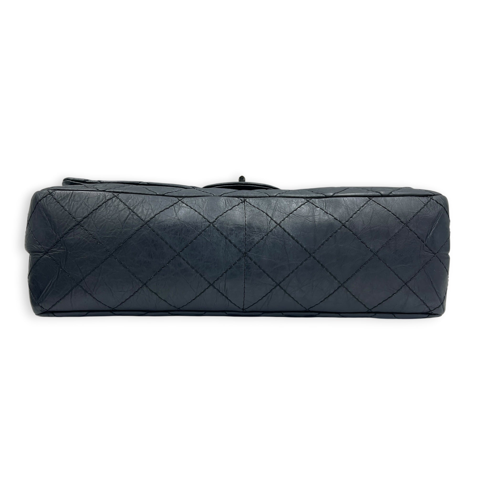 2.55 Shoulder Bag Grey in Distressed Leather, Ruthenium hardware