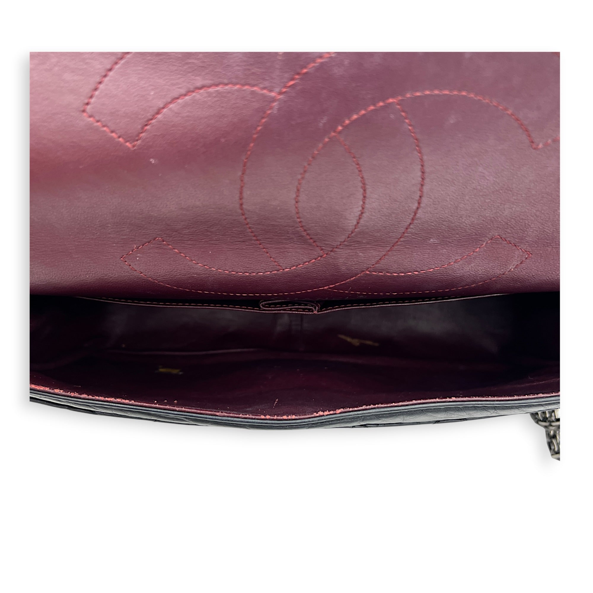 2.55 Shoulder Bag Grey in Distressed Leather, Ruthenium hardware