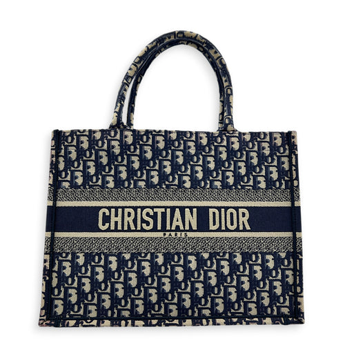 Book Tote Top Handle Bag Medium Blue in Jacquard