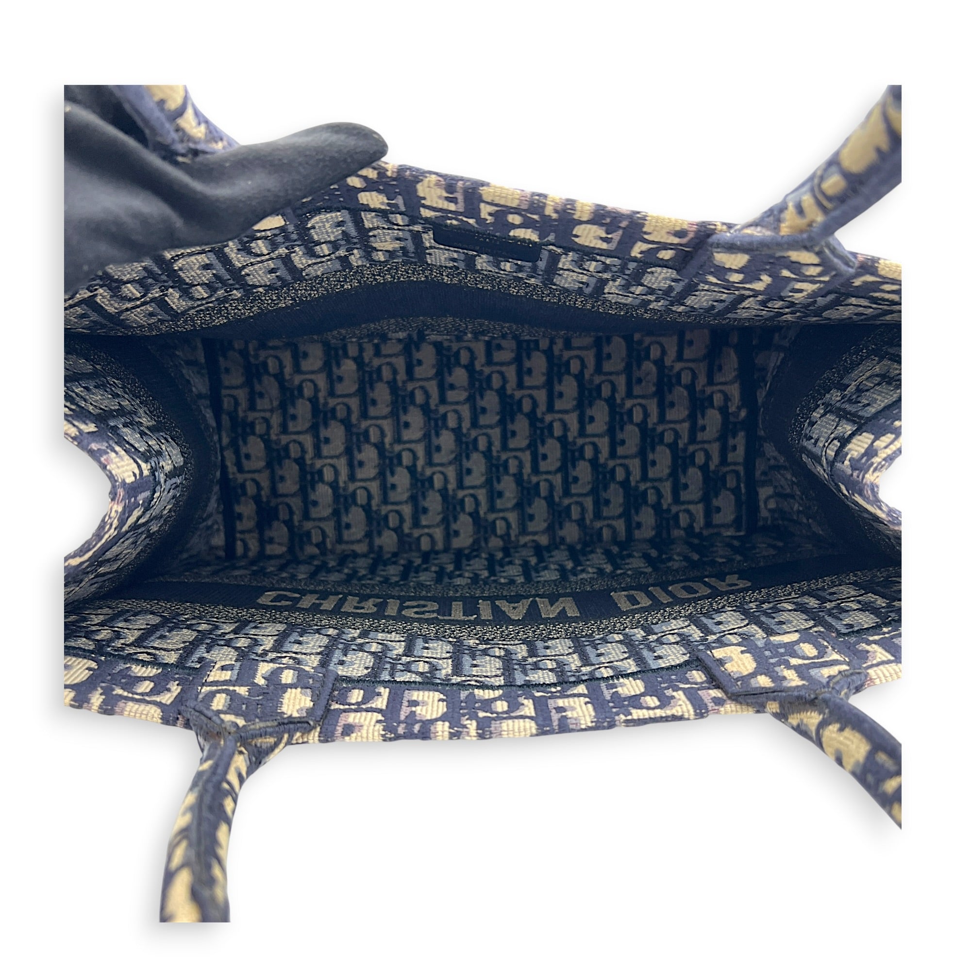 Book Tote Top Handle Bag Medium Blue in Jacquard