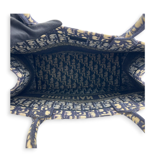 Book Tote Top Handle Bag Medium Blue in Jacquard