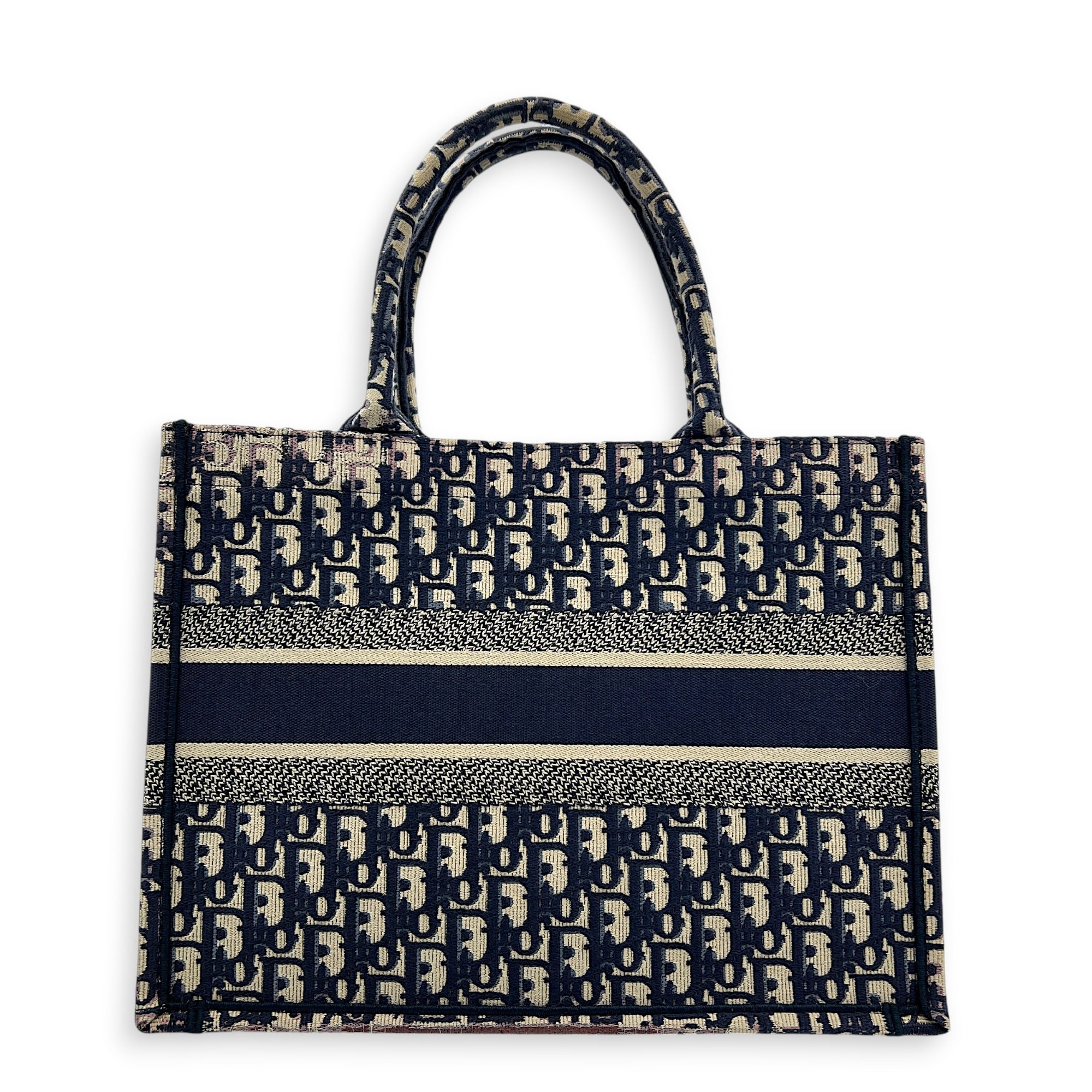 Book Tote Top Handle Bag Medium Blue in Jacquard