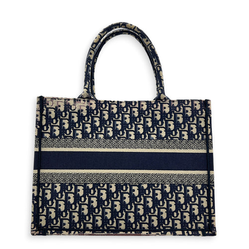 Book Tote Top Handle Bag Medium Blue in Jacquard