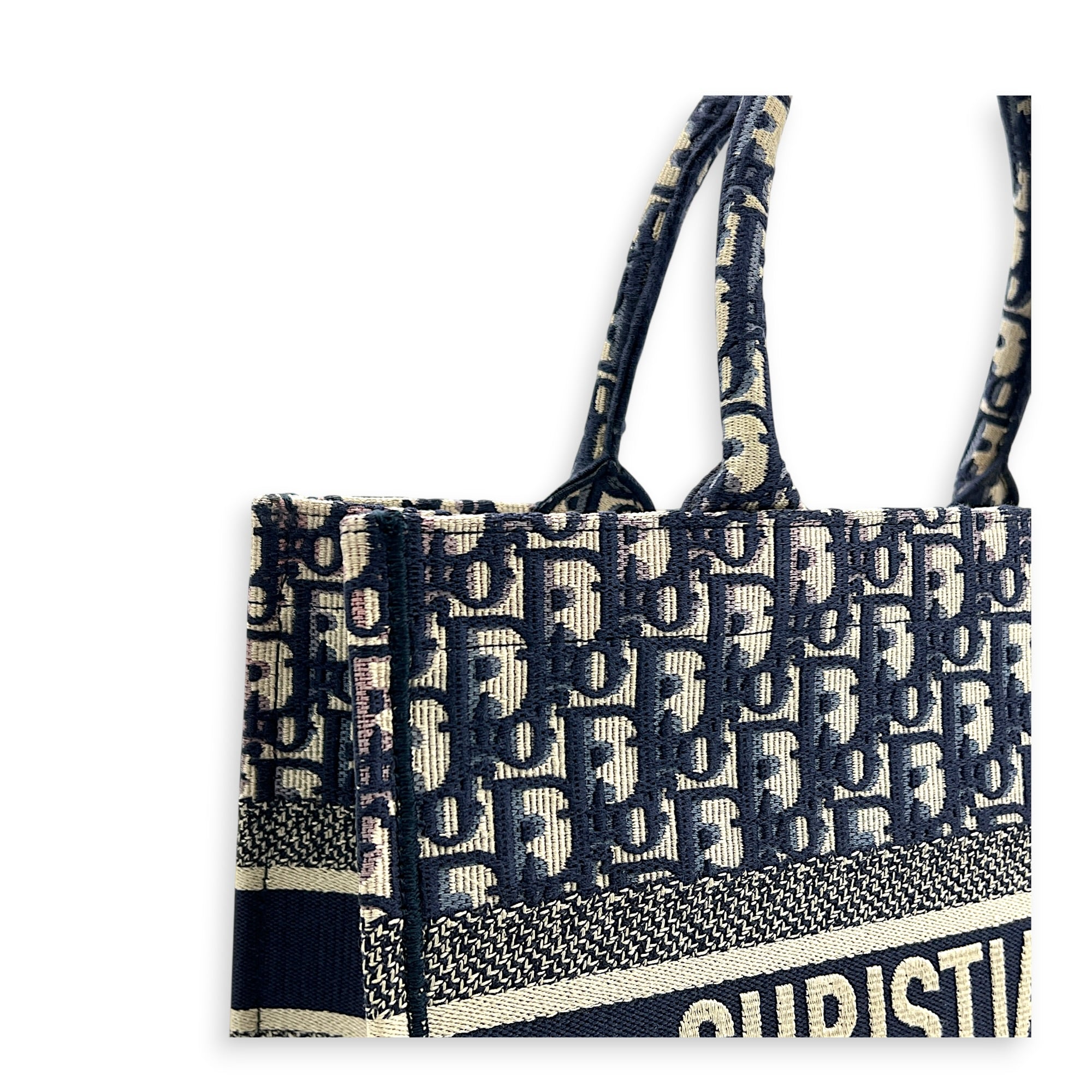 Book Tote Top Handle Bag Medium Blue in Jacquard