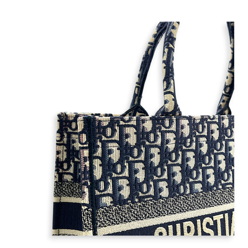 Book Tote Top Handle Bag Medium Blue in Jacquard