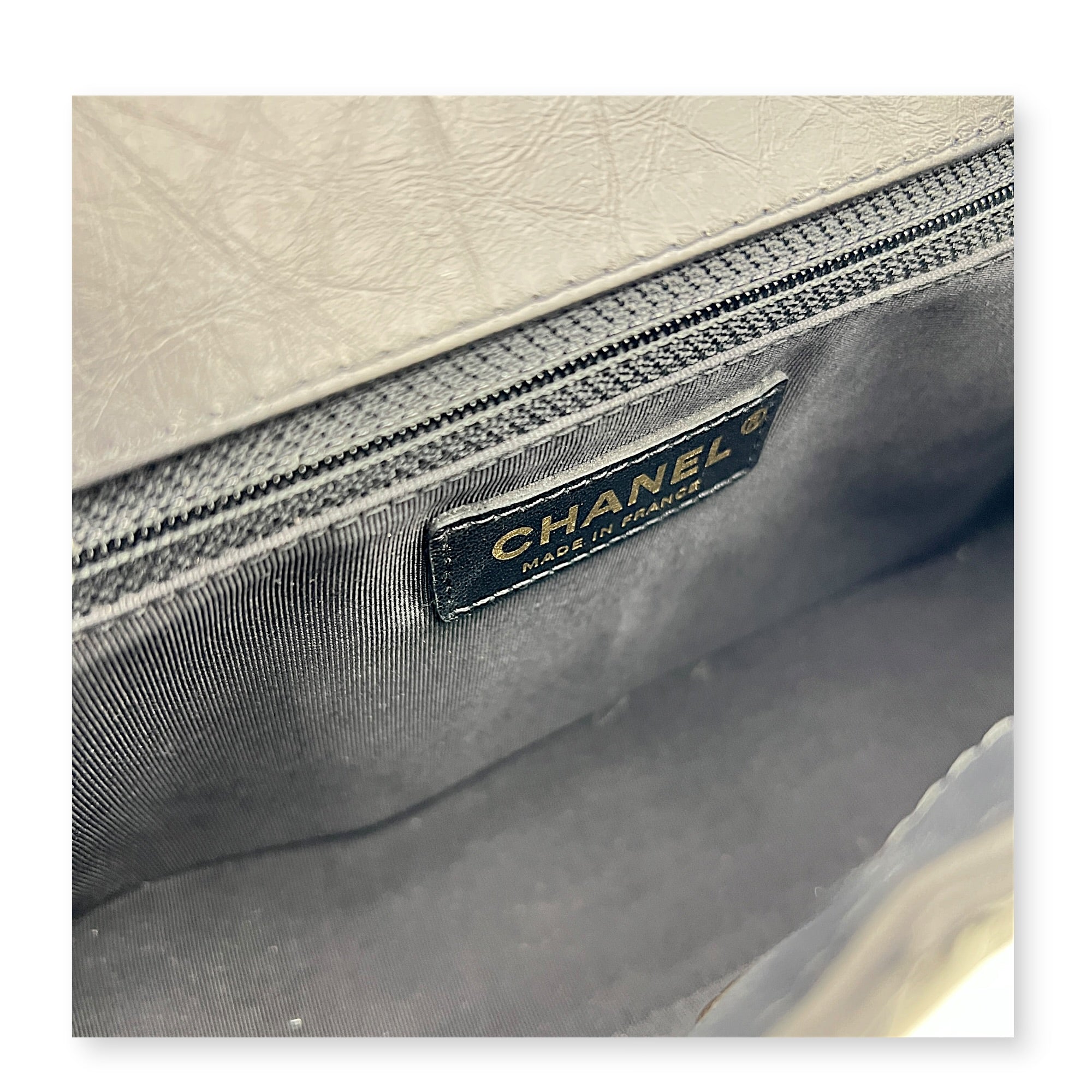 CC Chevron Black Top Handle Bag in Calfskin, Gold hardware