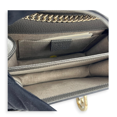 Interlocking G Shoulder Bag Grey in Calfskin, Gold hardware