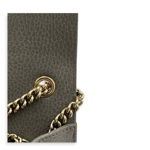 Interlocking G Shoulder Bag Grey in Calfskin, Gold hardware
