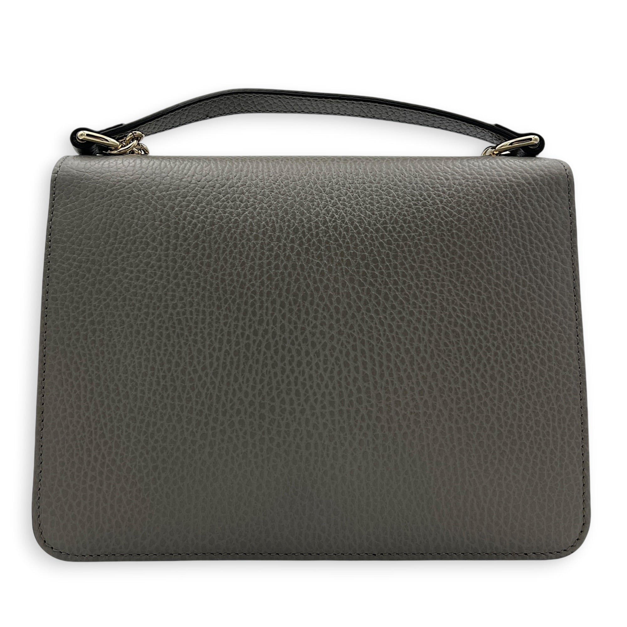 Interlocking G Shoulder Bag Grey in Calfskin, Gold hardware