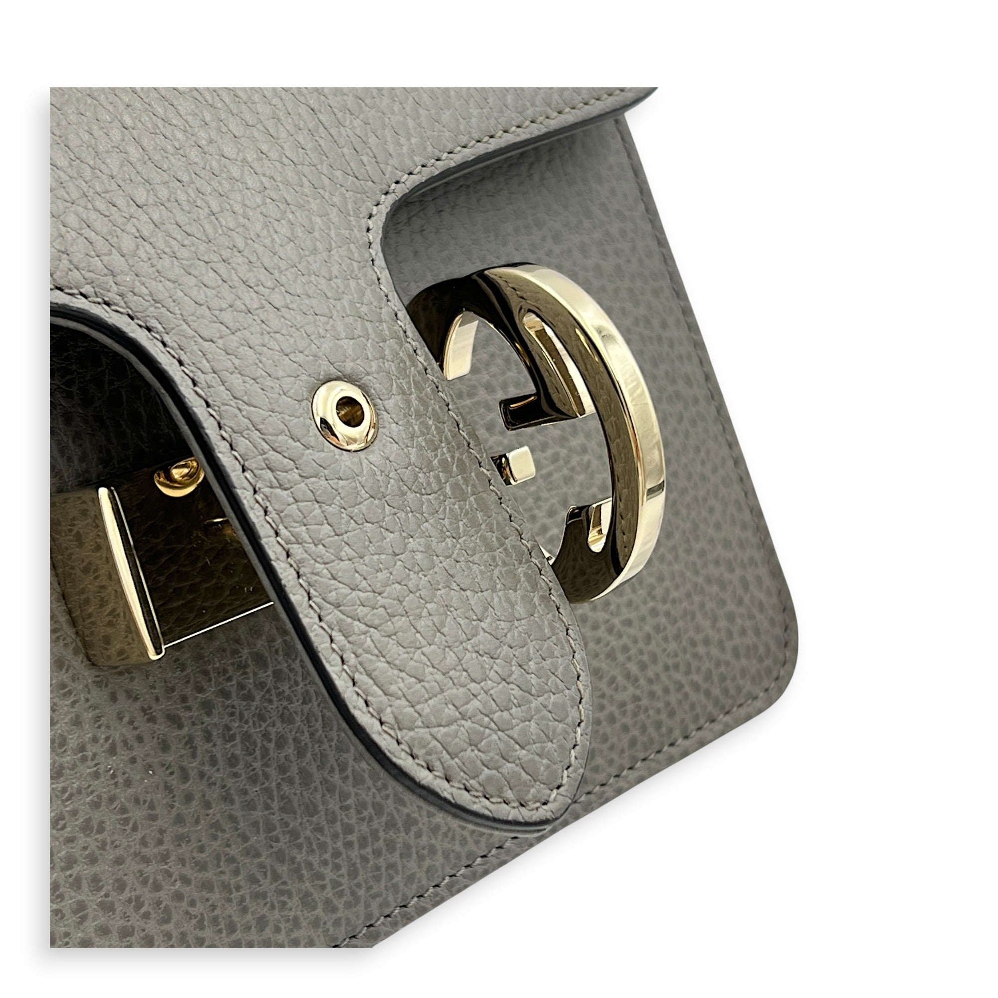Interlocking G Shoulder Bag Grey in Calfskin, Gold hardware