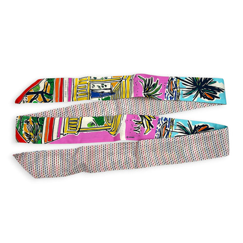 Twilly Twins Pointille En Liberte Twins Rose/Bleu Bag Accessory in Silk,  hardware