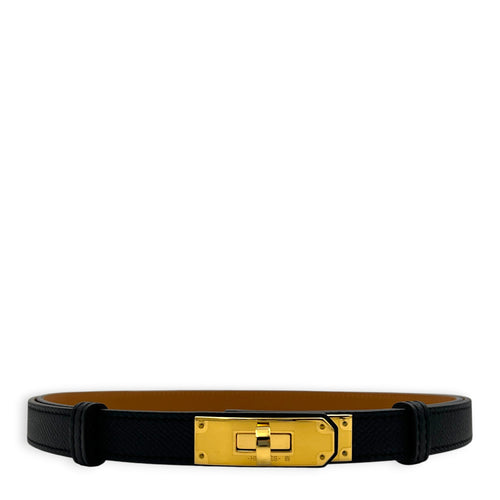 Kelly Black Belt in Epsom, Gold hardware