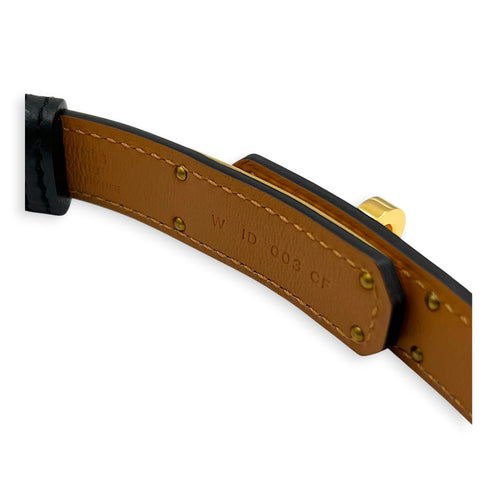 Kelly Black Belt in Epsom, Gold hardware