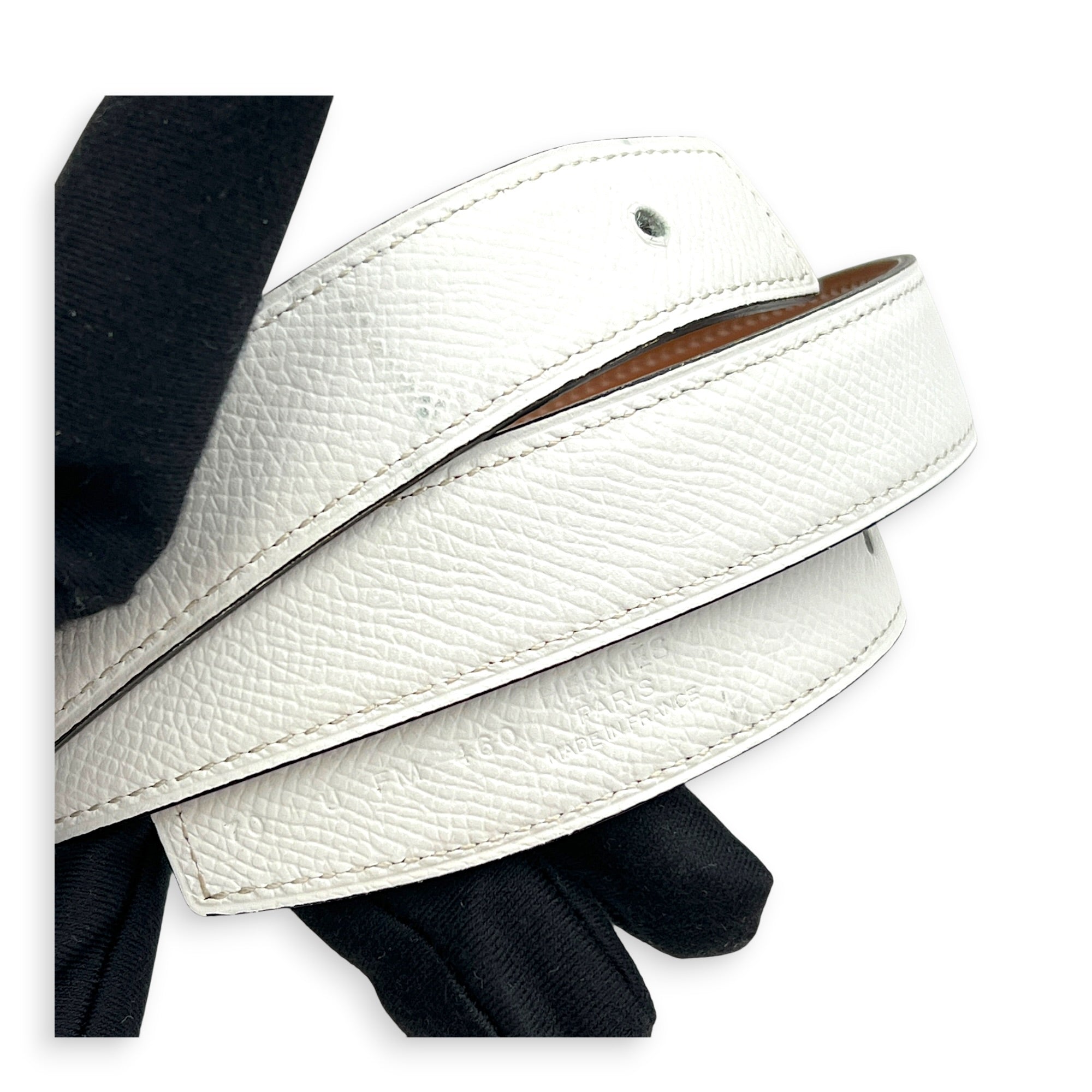 De Ceinture 24 Mini Constance 70 Gold/ Blanc Belt in Epsom/Swift, Rose Gold hardware