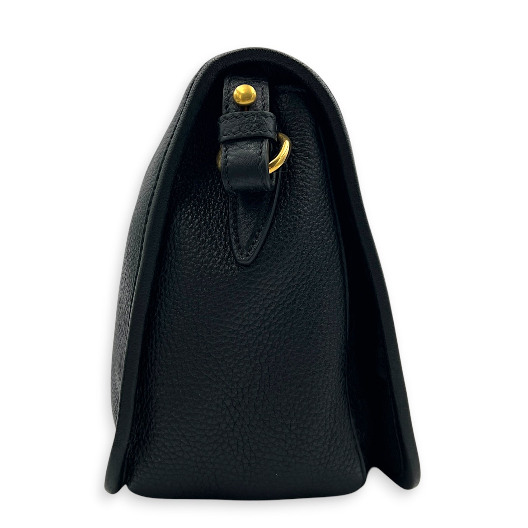 Logo Black Crossbody Bag in Calfskin, Gold hardware