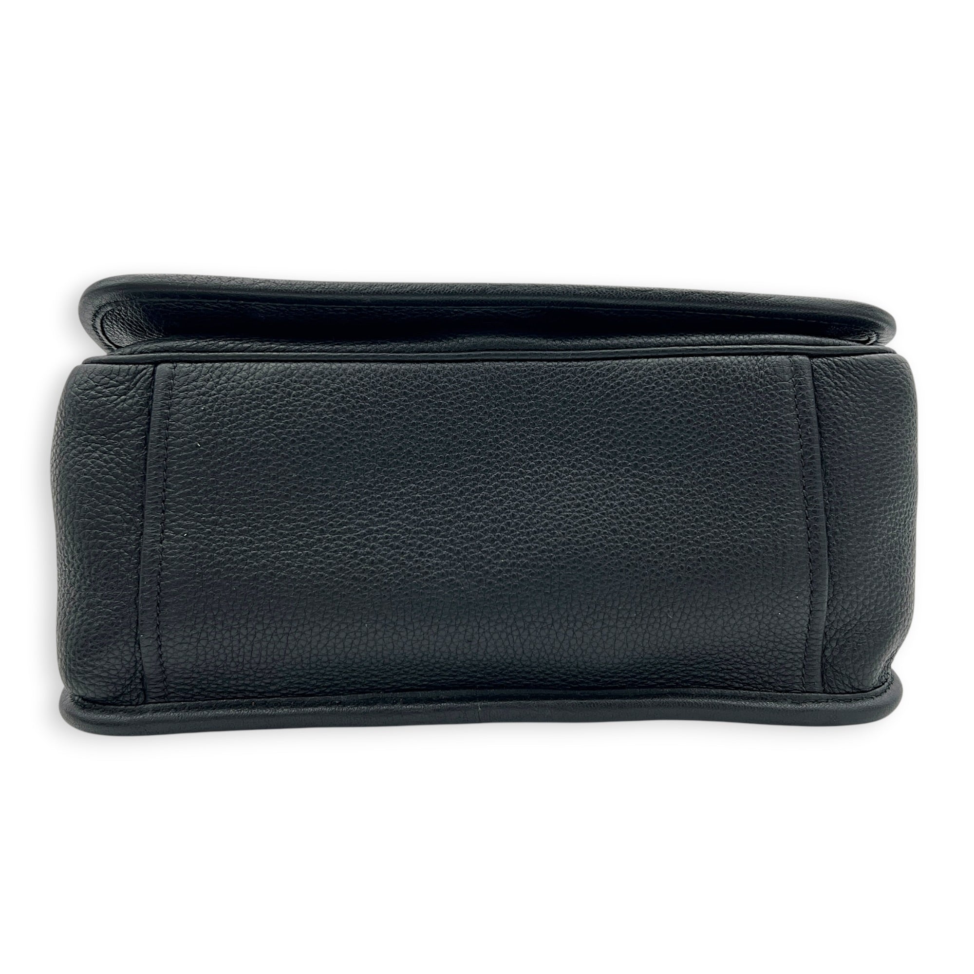 Logo Black Crossbody Bag in Calfskin, Gold hardware