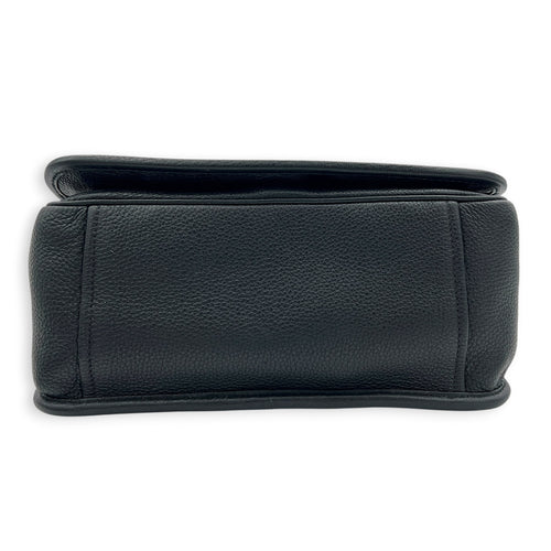 Logo Black Crossbody Bag in Calfskin, Gold hardware