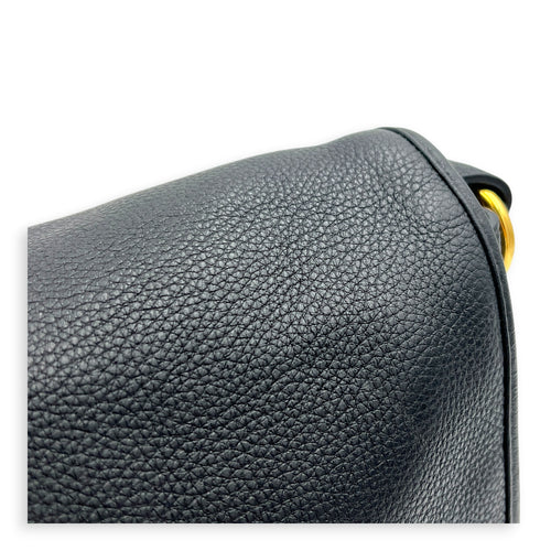 Logo Black Crossbody Bag in Calfskin, Gold hardware