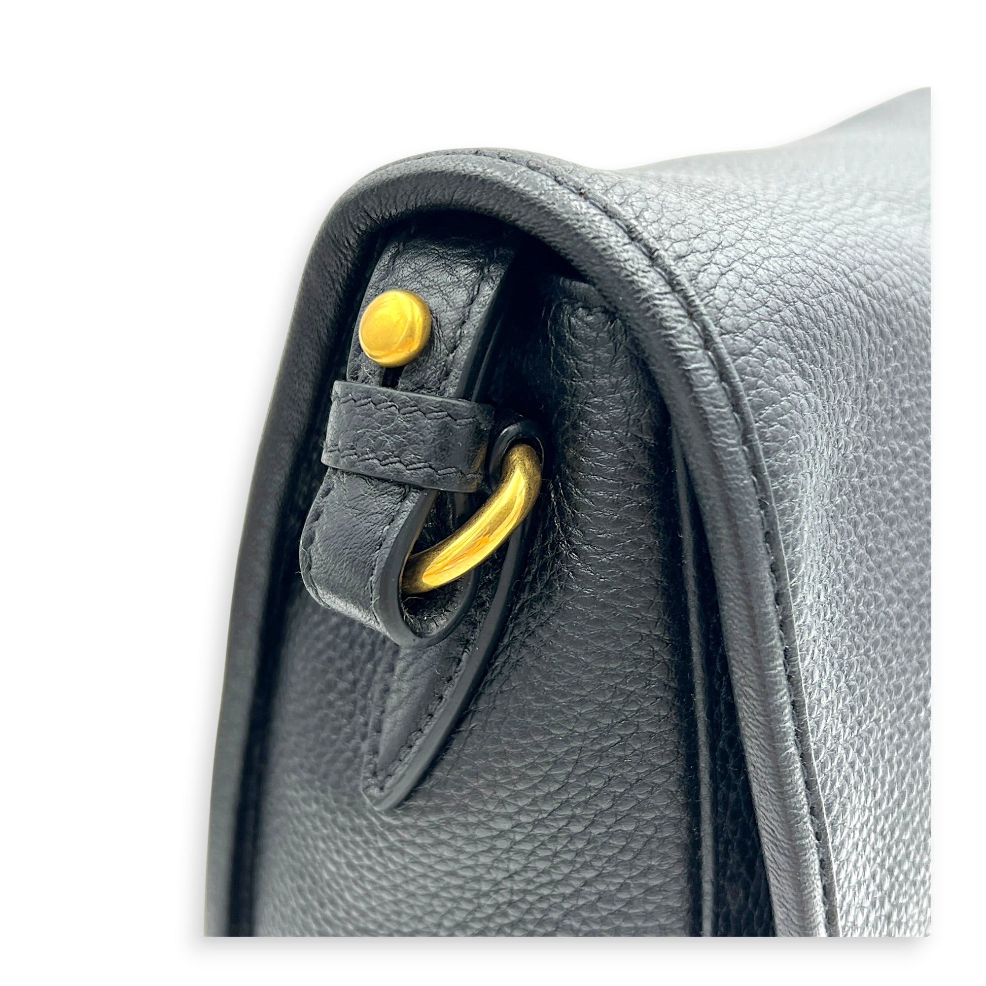 Logo Black Crossbody Bag in Calfskin, Gold hardware