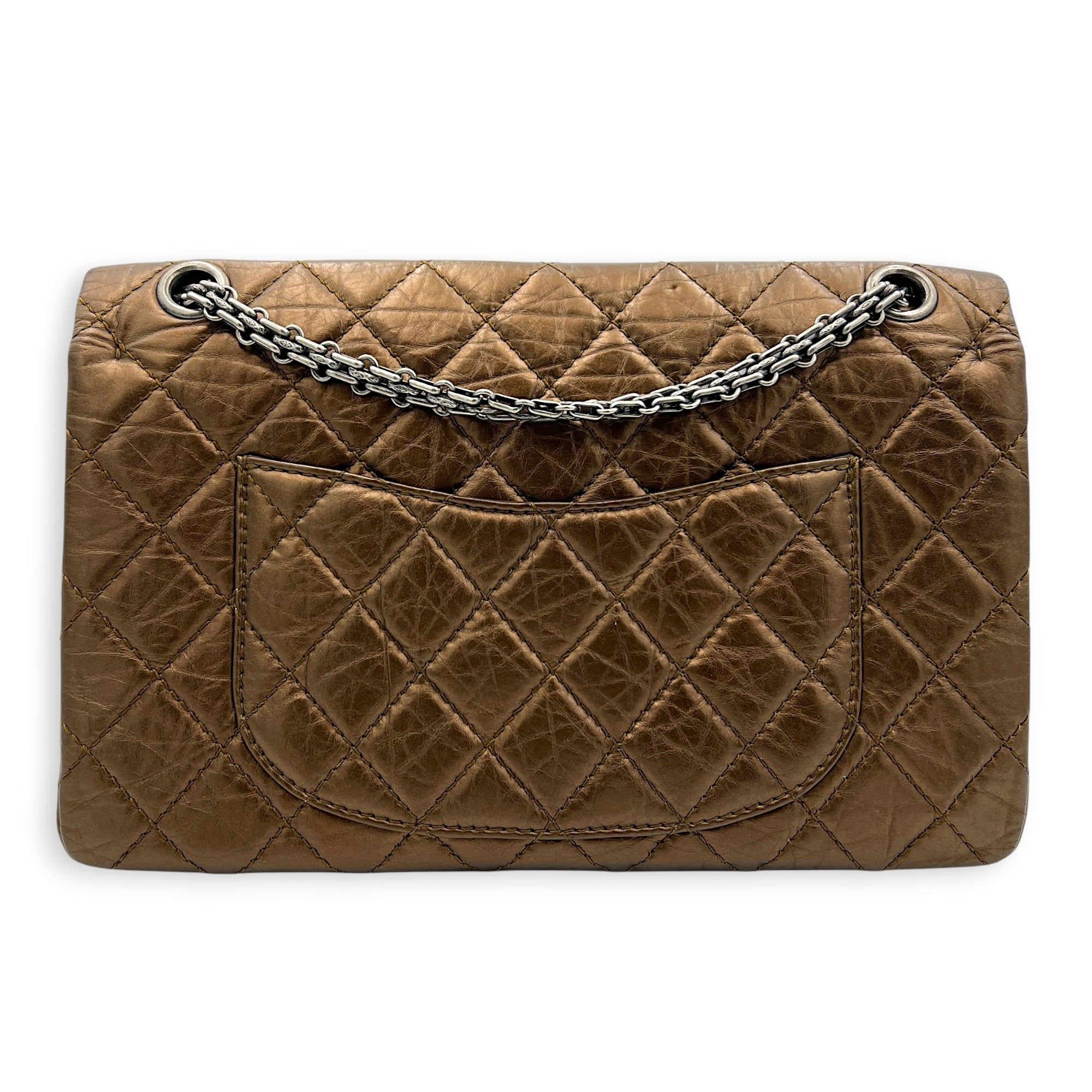 2.55 Shoulder Bag Brown in Calfskin, Ruthenium hardware