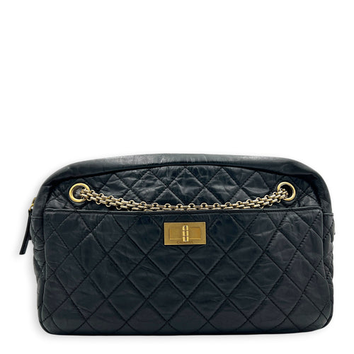Reissue Camera Shoulder Bag Black in Calfskin, Gold hardware