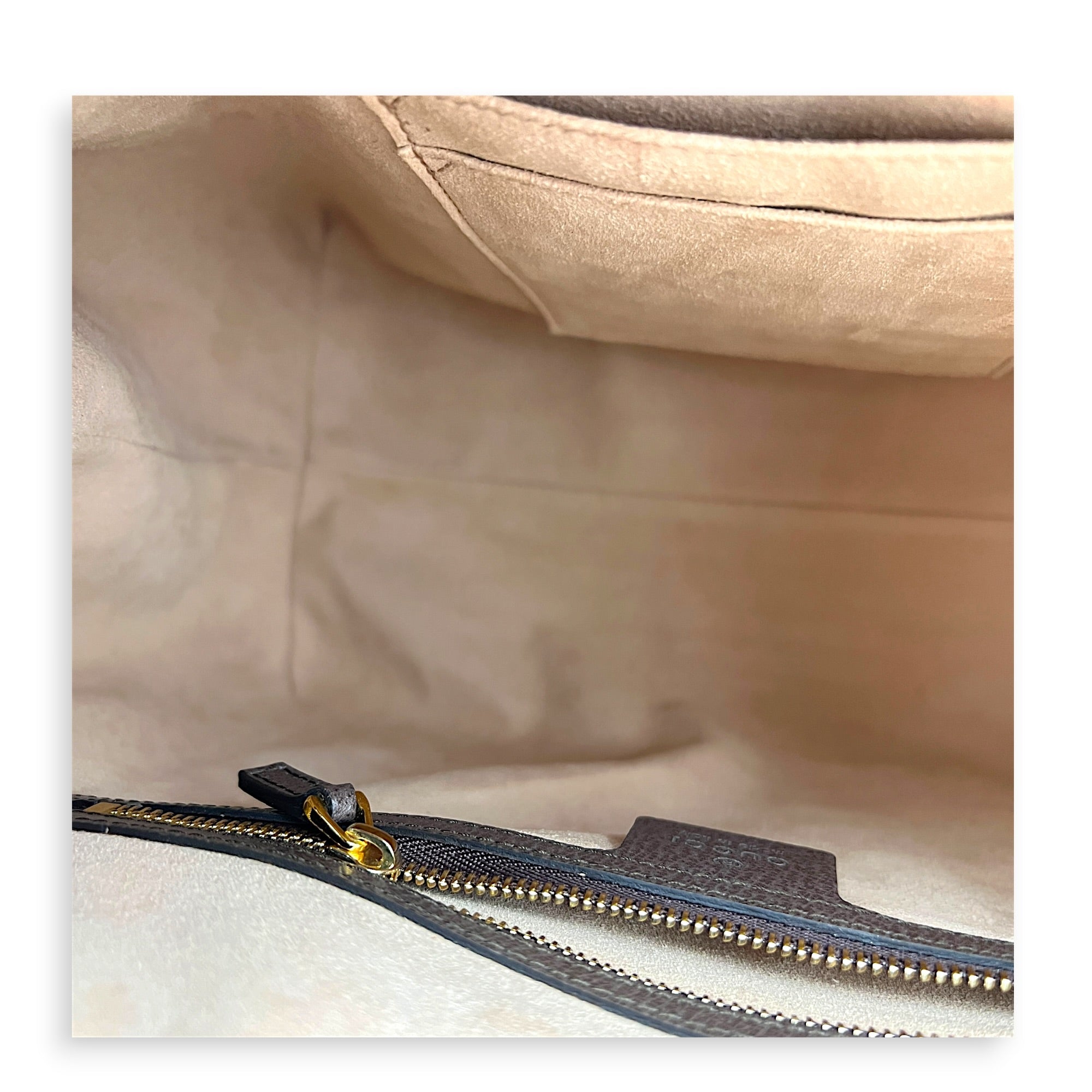 Ophidia Tote Bag Large Beige Ebony, Gold hardware