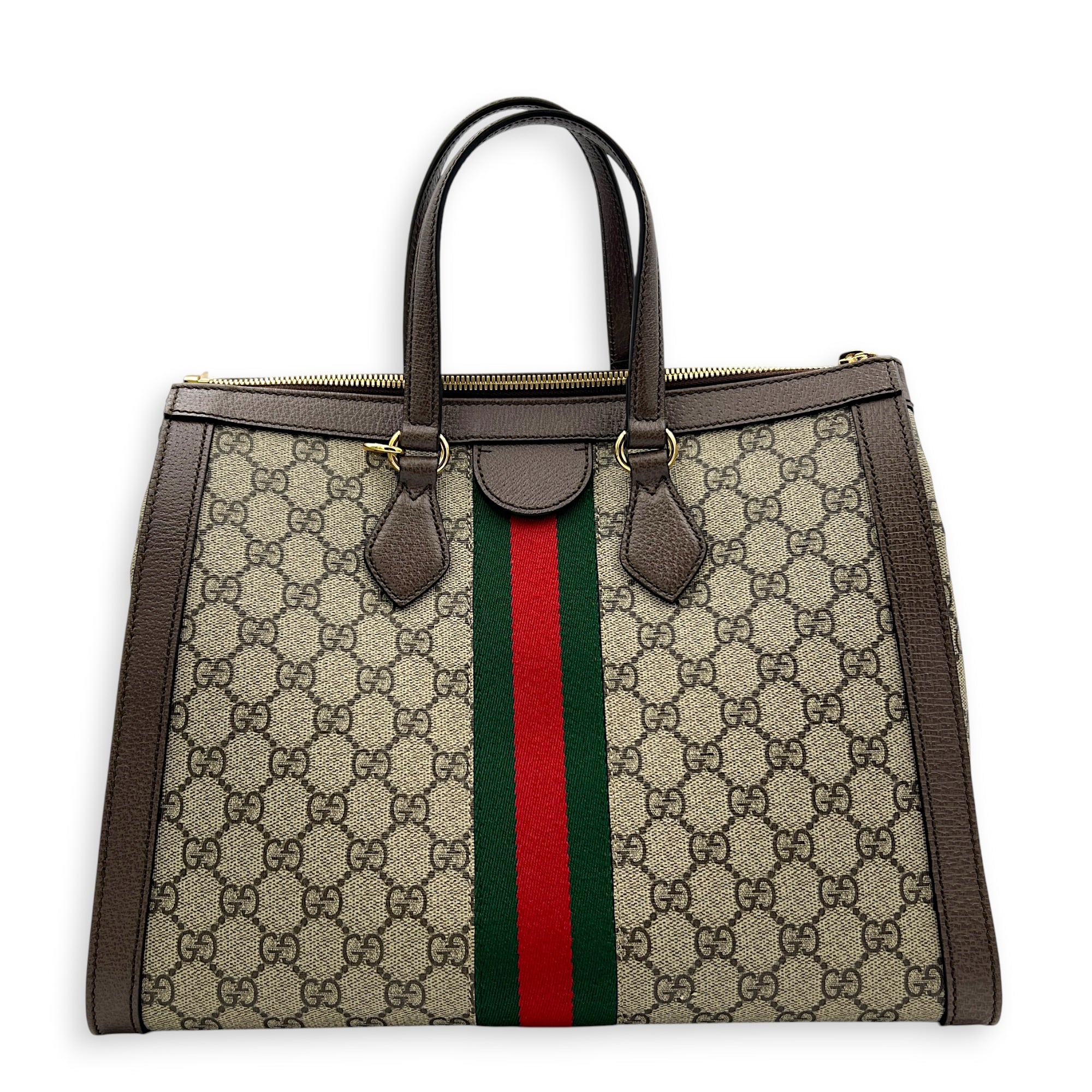 Ophidia Tote Bag Large Beige Ebony, Gold hardware