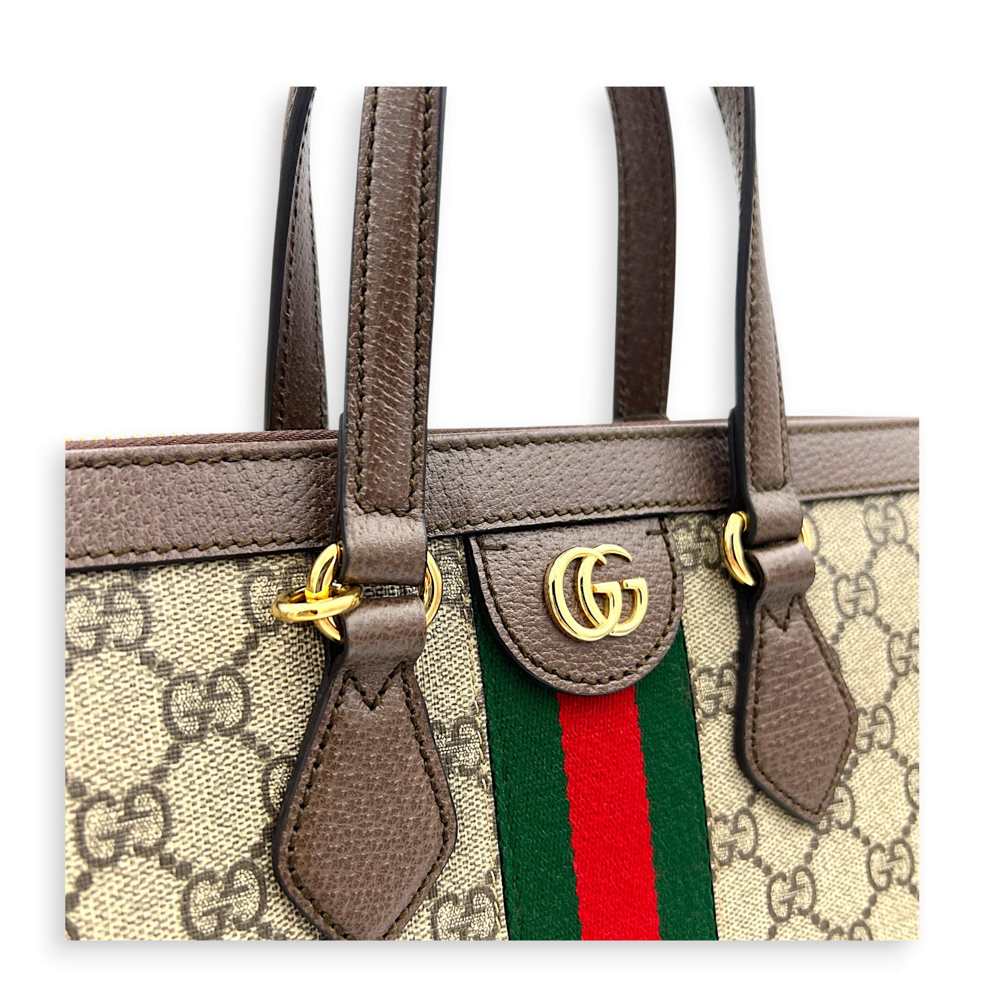 Ophidia Tote Bag Large Beige Ebony, Gold hardware