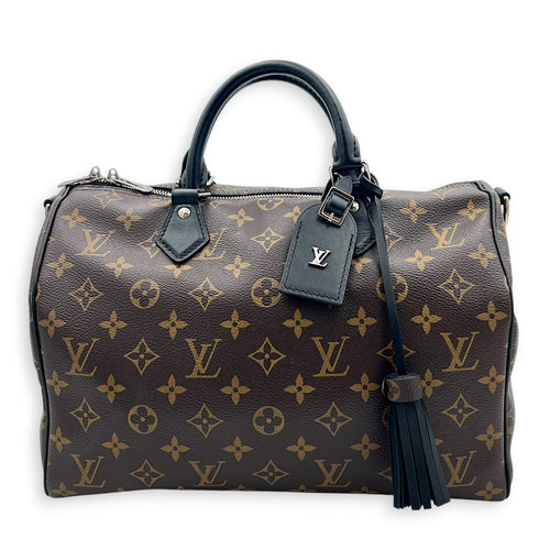 Speedy Soft Top Handle Bag 30 Brown in Monogram Coated Canvas, Silver hardware
