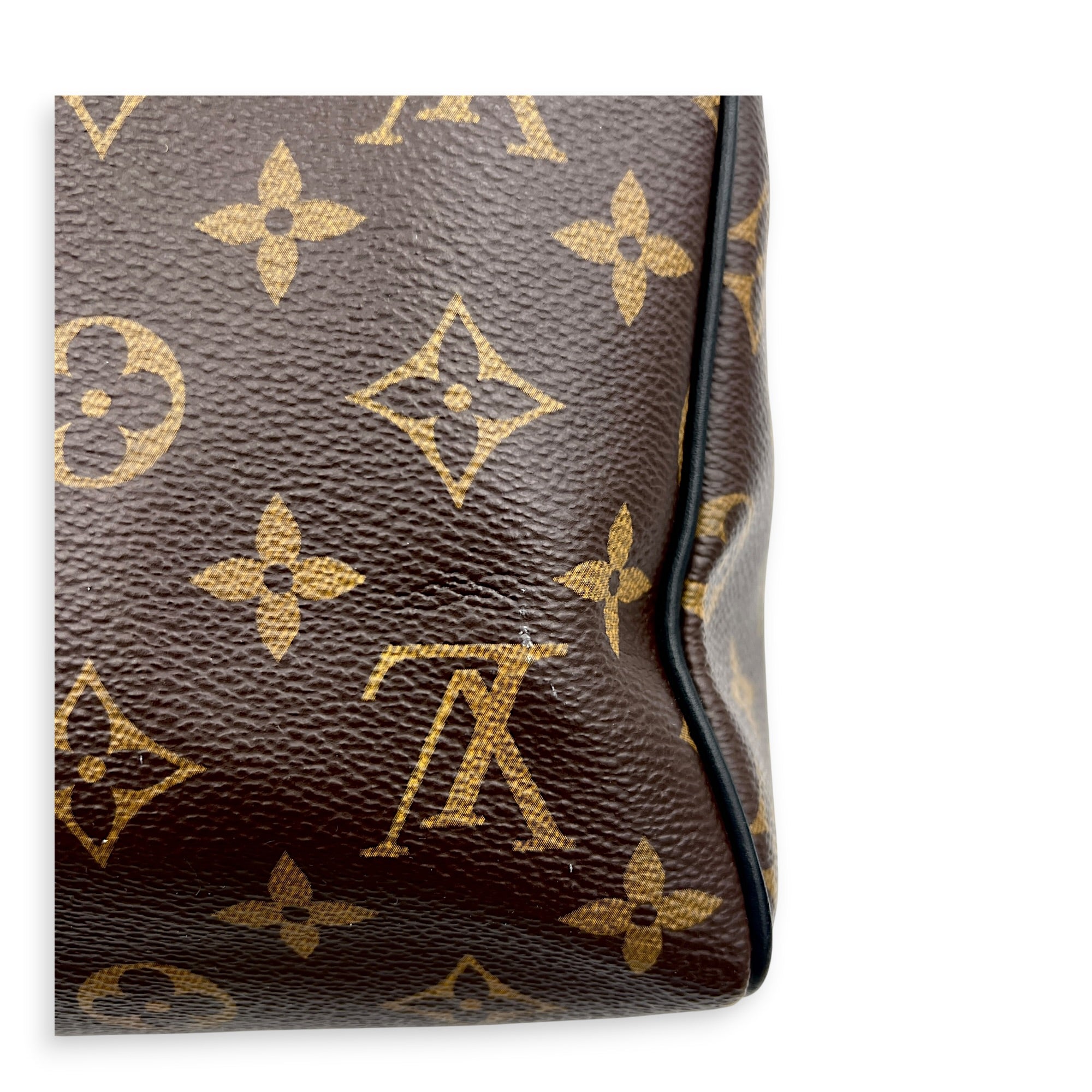 Speedy Soft Top Handle Bag 30 Brown in Monogram Coated Canvas, Silver hardware