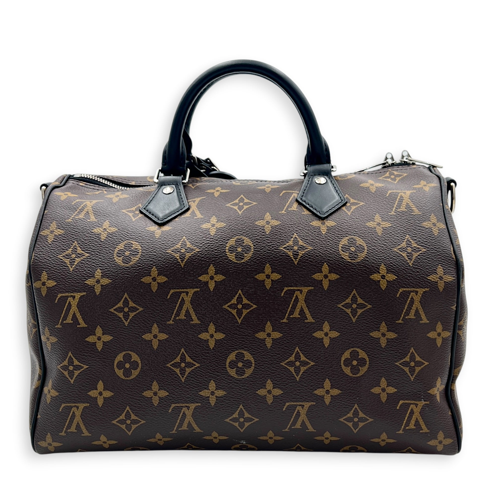 Speedy Soft Top Handle Bag 30 Brown in Monogram Coated Canvas, Silver hardware