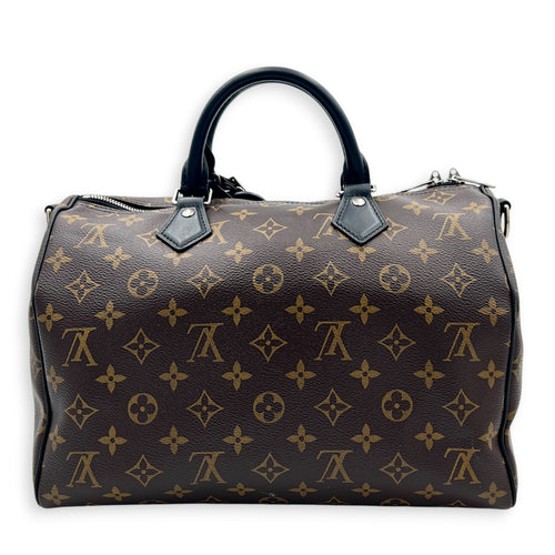 Speedy Soft Top Handle Bag 30 Brown in Monogram Coated Canvas, Silver hardware