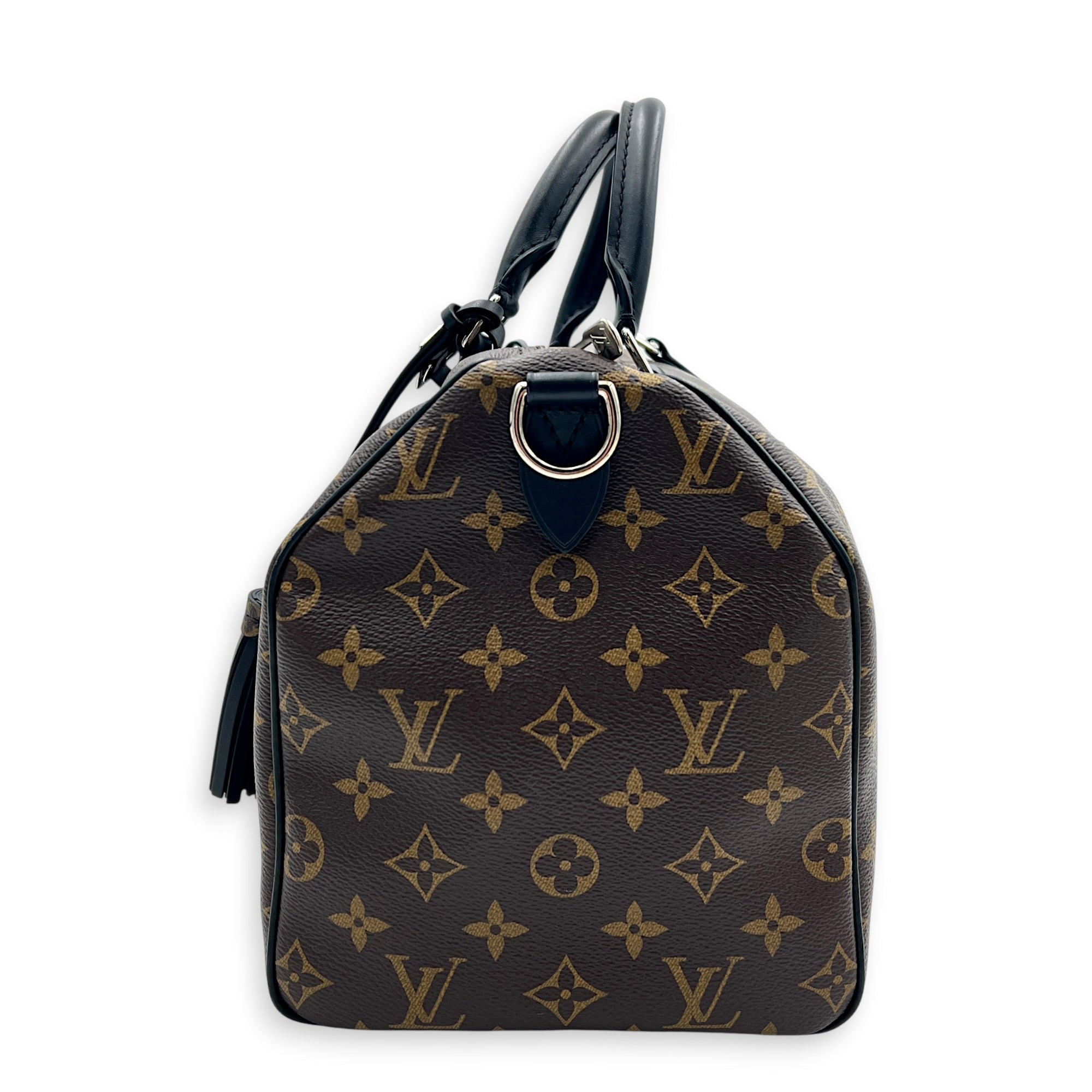 Speedy Soft Top Handle Bag 30 Brown in Monogram Coated Canvas, Silver hardware
