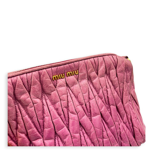 Matelassé Pink Shoulder Bag in Calfskin, Gold hardware