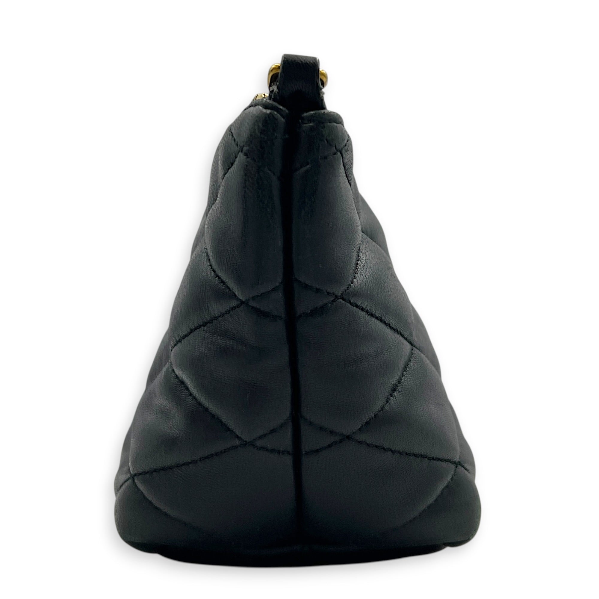 Sade Shoulder Bag Black in Lambskin, Gold hardware