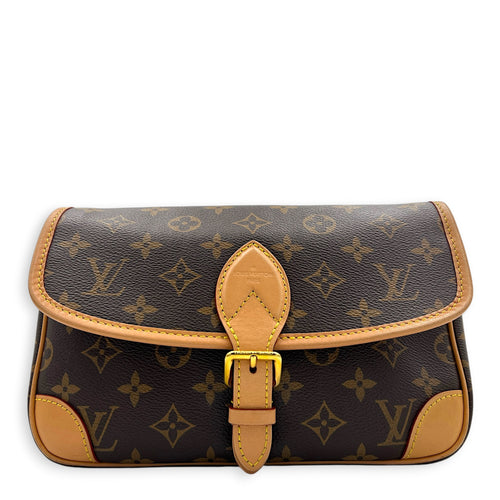 Diane Shoulder Bag Brown in Monogram Coated Canvas, Gold hardware