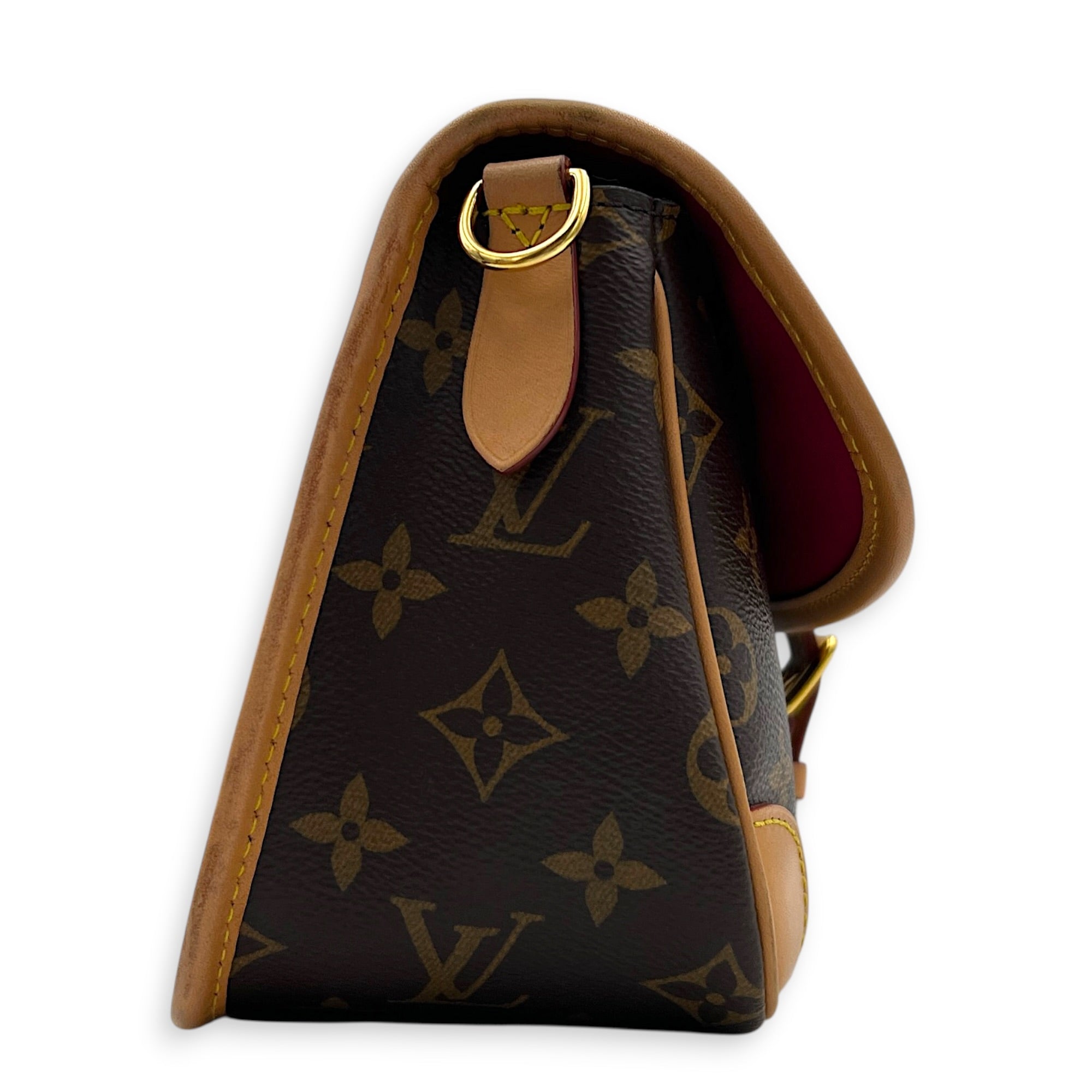 Diane Shoulder Bag Brown in Monogram Coated Canvas, Gold hardware