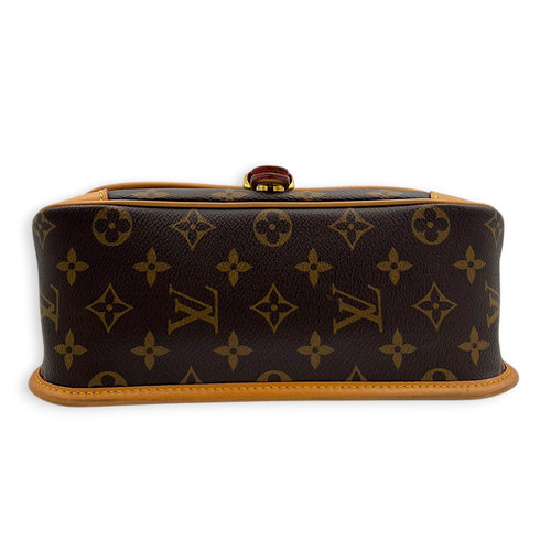 Diane Shoulder Bag Brown in Monogram Coated Canvas, Gold hardware