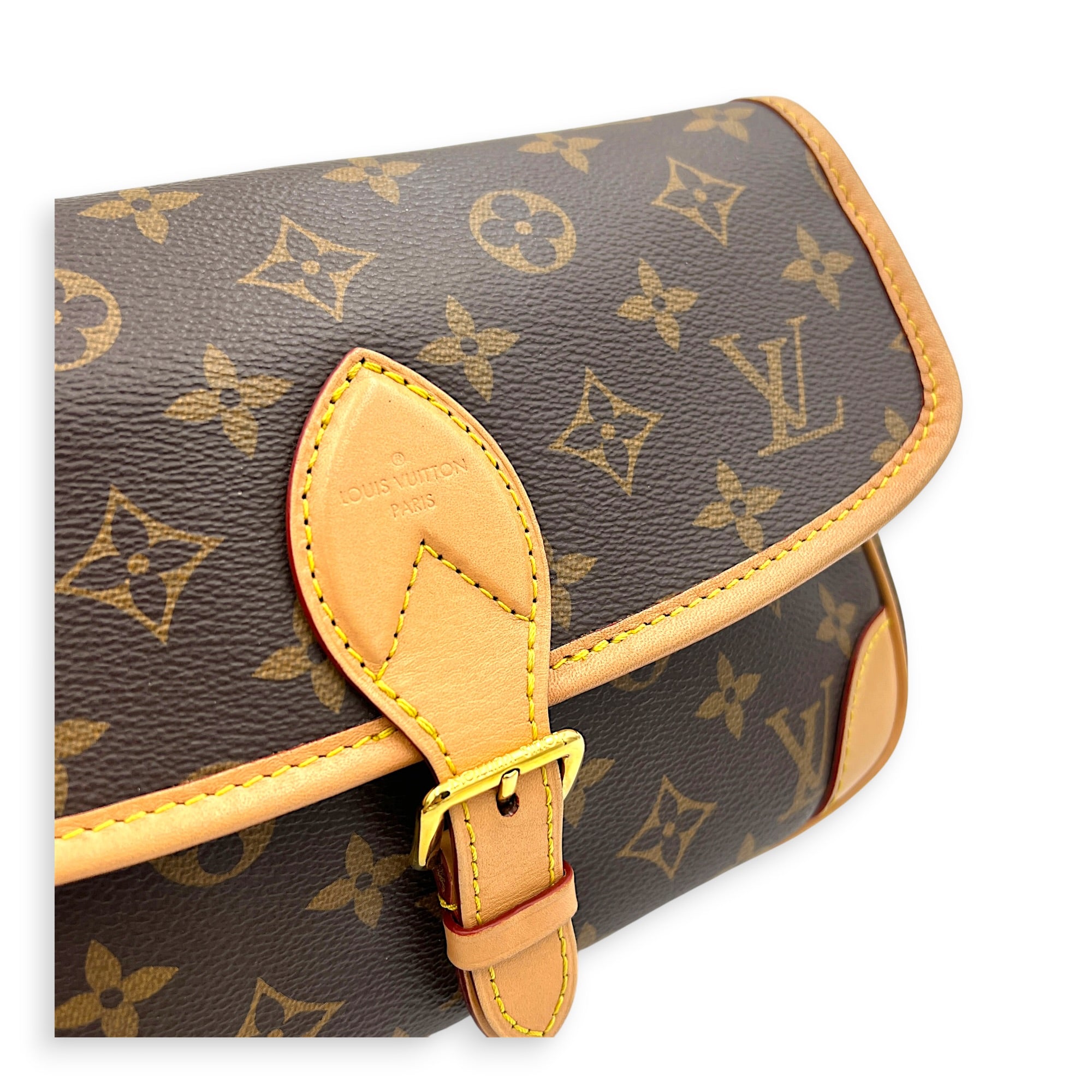 Diane Shoulder Bag Brown in Monogram Coated Canvas, Gold hardware